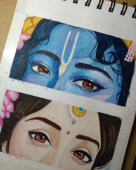 Eyes never lie 🍃🌸 . . . Watercolor painting on 160 gsm paper . . . . (Reference taken from Pinterest) #painting #watercolor #krishna #radhe #eyes #potrait #art #aesthetic #paper #happy . . What should I draw next ? Watercolor Art Krishna, Krishna Ji Painting Watercolor, Aesthetic Krishna Drawing, Krishna Eyes Aesthetic Painting, Radha Krishna Eyes Drawing, Krishan Ji Drawings, Krishna Eyes Aesthetic, Radhe Drawing, Krishna Eyes Drawing