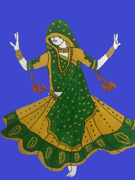 GHOOMAR #art #india #indiandance #postercolors #dance #tradition #ghoomar #colors #incredibleindia Ghoomar Dance Painting, Art Competition Ideas, Rajasthani Painting, Doing Art, Rajasthani Art, Indian Artwork, Saree Painting, Dancing Drawings, Indian Art Gallery