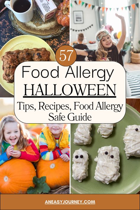 ☠️ DANGER! As a 22-year food-allergy parent, Halloween is a top stressor – no way to sugar-coat it.   Our best tips for costumes, parties, safe treats & eats – your complete plan for a Safer Halloween!   🎃 Spooktacular Food-Allergy Halloween!  57 Costume ideas, Food Allergy-friendly recipes, tips & tricks from 22-years of living a GREAT life w/ #foodallergies   For more amazing conversations, join Private FB Group: Food Allergy Travels and Life!  #aneasyjourney #foodallergytravelsandlife Allergy Safe Halloween Treats, Allergy Free Halloween Snacks, Allergy Friendly Halloween Treats, Allergy Friendly Halloween, Halloween Tips, Halloween Food Crafts, Scary Food, Group Food, Halloween Dishes