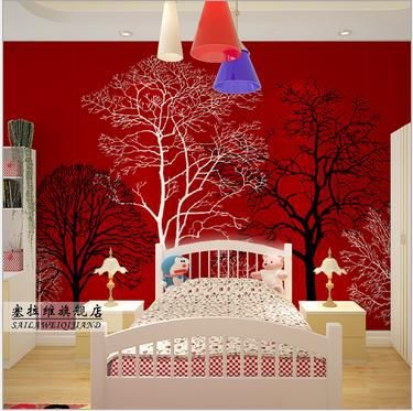 Custom 3d wallpaper True color wallpaper paper | TV setting wall mural tree red background Red Wall Painting Ideas Bedroom, Bedroom Wall Painting Ideas Creativity, Mural Tree, Wall Painting Ideas, Wallpaper Paper, Bedroom Painting, Kids Room Paint, Murals For Kids, Color Wallpaper