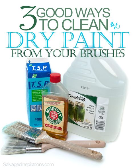 Quick-Tip-Tuesday ~ 3 Good Ways to Clean Dry Paint from Your Brushes - Salvaged Inspirations Clean Paint Brushes, Salvaged Inspirations, Cleaning Paint Brushes, Diy Painted Furniture, Glass Cooktop, Paint Tips, Cleaning Tricks, Furniture Repair, Cleaning Checklist