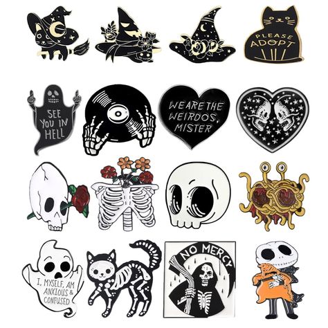 JANDEL 10Pcs Halloween Enamel Pin Set Punk Cute Pins for Backpacks Gothic Skeleton Vampire Skull Witch Pumpkin Ghost Brooch Witchy Jewelry - Walmart.com Cute Pins For Backpacks, Vampire Skull, Pins For Backpacks, Gothic Skeleton, Witch Pumpkin, Spooky Tattoos, Pumpkin Ghost, Witchy Jewelry, Halloween Drawings