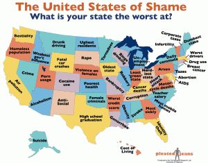 Sooo glad I don't live in some of these states.  Poor Health doesn't seam so bad in comparison. Au Pair, States In America, Screwed Up, Air Pollution, The Worst, Pollution, Dumb And Dumber, The United States, I Laughed