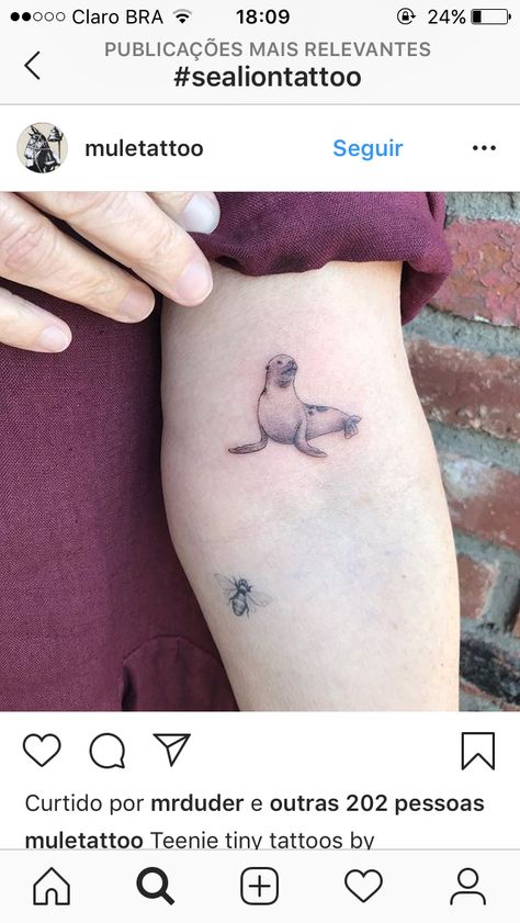 Lion Tattoo Simple, Sea Lion Tattoo, Tattoo Ideas Sea, Lion Tattoo Meaning, Lion Tattoo Ideas, Tattoos Lion, Seal Tattoo, Dolphins Tattoo, Fur Seal