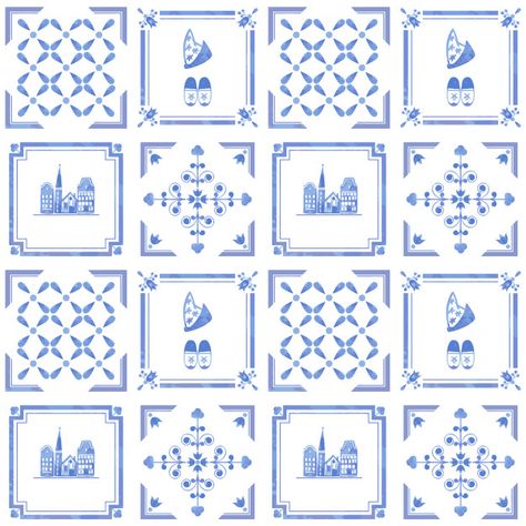 Discover thousands of Premium vectors available in AI and EPS formats Dutch Tattoo, Classic Tile Design, Floor Pattern Design, Colorful Tile, Amsterdam Art, Abstract Tile, Dutch Tiles, Dutch House, Tile Texture