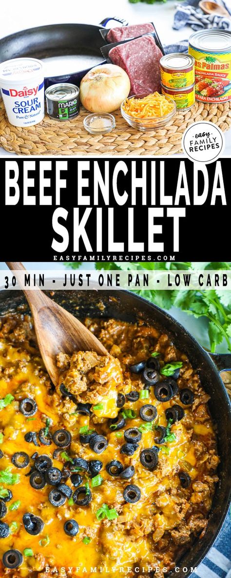 Beef Enchilada Skillet, Easy Ground Beef Dinner, Enchilada Skillet, Easy Beef Enchiladas, Ground Beef Dinner, Ground Beef Enchiladas, Beef Enchilada, Dinner Rotation, Easy Ground Beef