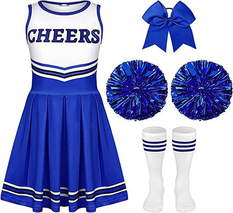 Let your up and coming cheerleader dress for success! Cheerleader Costume For Kids, Girls Cheerleader Costume, Halloween Party Birthday, Cheer Costumes, Cheerleading Pom Poms, Sweet 16 Outfits, Baby Costumes Girl, Cute Cheerleaders, Cheerleader Costume