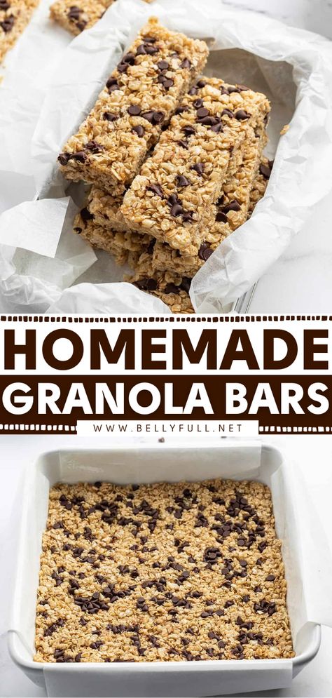 Homemade Granola Bars Easy Homemade Granola Bars, Granola Bars Recipe, Easy Homemade Granola, Chocolate Chip Granola Bars, Healthy Breakfast On The Go, Snack For Kids, Granola Recipe Bars, Homemade Granola Bars, Breakfast On The Go