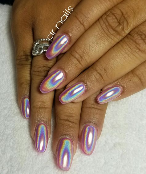 Holochrome Nails, Hologram Nails, Jamaica Carnival, Tammy Taylor, Holo Nails, Almond Shape Nails, Aesthetic Things, Fire Nails, Chrome Nails