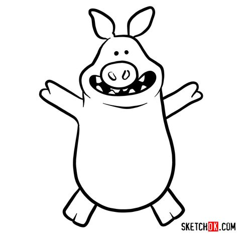 How to draw the Naughty Pig | Shaun the Sheep - Step by step drawing tutorials Shaun The Sheep Drawing, Cartoon Villains, Sheep Drawing, Pig Art, Shaun The Sheep, Kids Coloring Book, The Farmer, Easy Doodle Art, The Sheep