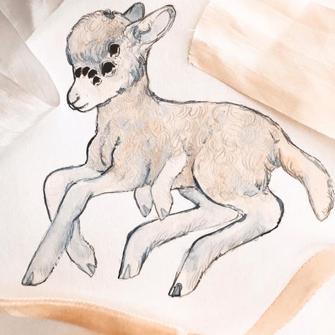 Creepy Lamb Drawing, Creepy Sheep Art, Two Headed Lamb Drawing, Sheep Humanoid, Lamb Side Profile, Lamb Eyes, Cute Lamb Drawing, Lamb Fursona, Creepy Sheep