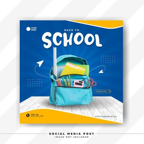 Back to school for social media template... | Premium Vector #Freepik #vector #school #layout #promotion #back-to-school Back To School Social Media Design, Back To School Ads, School Layout, School Campaign, Logo School, Cricket Logo, Instagram Design Layout, School Suplies, Office Wall Design