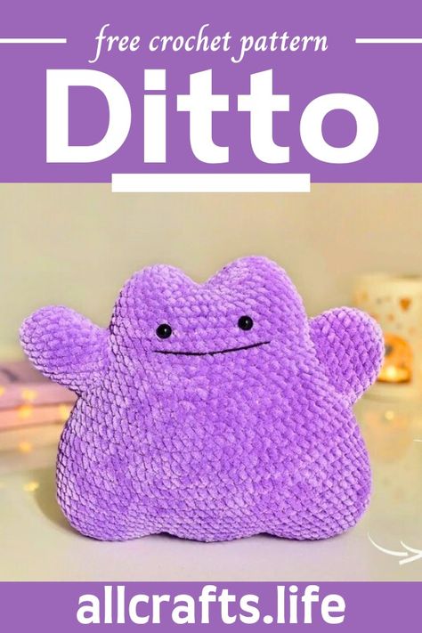 Ditto Crochet Pokemon Gengar, Crochet Ditto Pattern, Crochet Ditto Free Pattern, Cyndaquil Crochet Pattern Free, Dragonite Crochet Pattern Free, Purple Amigurumi Free Crochet, Ditto Crochet Pattern Free, Ditto Crochet Pattern, Crochet Amigurumi Characters