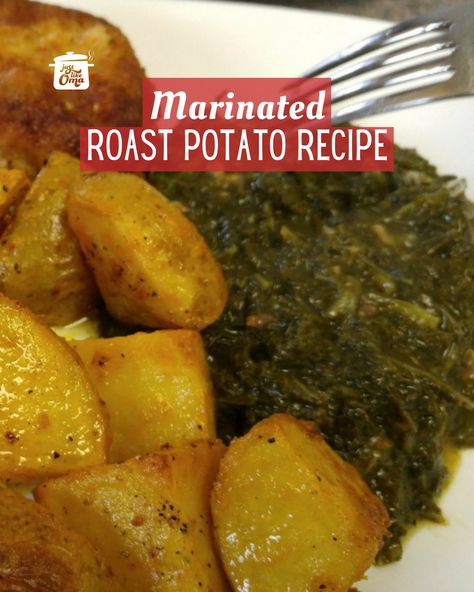 Roast Potato Recipe made Just like Oma Potato Marinade, German Potato Recipes, Red Cabbage Sauerkraut, Mustard Marinade, Creamed Kale, Bread Dumplings, Overnight Recipes, Breaded Pork Chops, German Dishes