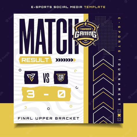 Match Results Poster, Gaming Banner Template, Template For Social Media, Sports Jersey Design, Sport Banner, Social Media Flyer, Sport Poster Design, Gaming Banner, Background Design Vector