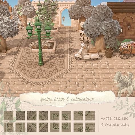 Cottagecore Animal Crossing, Future Islands, Cobble Stone, Brick Path, Castle Decor, Animal Crossing 3ds, Animal Crossing Wild World, Path Design, Stone Path