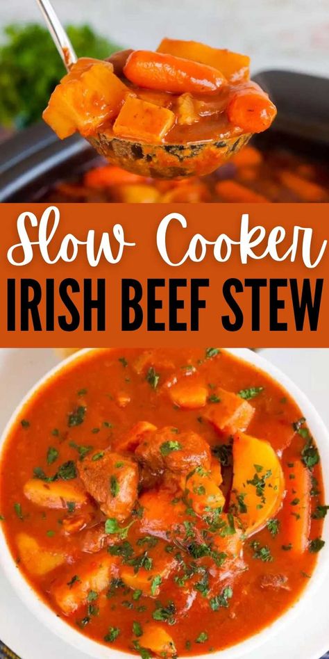 Crock Pot Irish Beef Stew Recipe is a tasty twist on classic stew with a tangy broth loaded with savory meat and vegetables. The slow cooker make it easy! Crock Pot Irish Beef Stew, Irish Beef Stew Crockpot, Slow Cooker Irish Beef Stew, Irish Beef Stew Recipe, Easy Stew Recipes, Instant Pot Beef Stew Recipe, Slow Cooker Stew Recipes, Slow Beef Stew, Beef Stew Ingredients