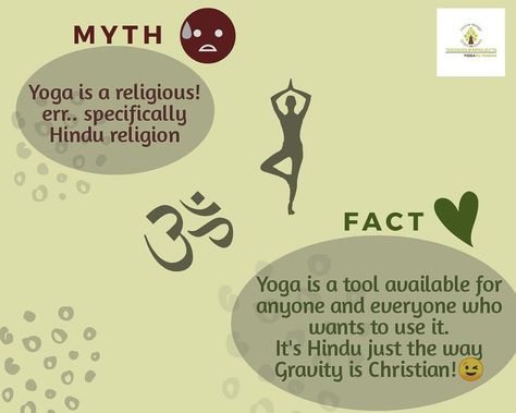 Busting Yoga myths- Yoga is religious #yogamythvsfact Bhakti Yoga Quotes, Yoga Myths And Facts, What Is Yoga, Yoga Day Thought, Yoga Dharma Talks, Types Of Yoga Explained, Yoga Fitness, Life Is Good, Yoga