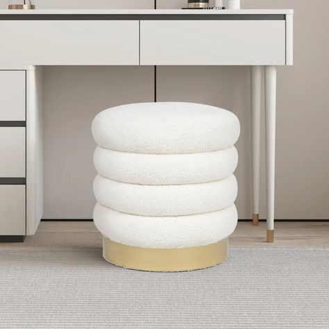 Off White Ottoman, Aesthetic Ottoman, Small Couch In Bedroom, Costal Bedroom, Hair Room, Comfy Decor, Room Wishlist, Ottoman White, White Ottoman