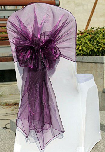 100 unidades) lazos de campana de Organza silla arco faja para boda y eventos banquetes fiesta decoración campanas silla de guillotina, Morado oscuro, 1 #boda #bodas #detalle #ceremonia #personalizado #fiesta #original #decoración #decorar #decorarboda #decoraciónboda #decoracion Tie Ideas, Chair Ties, Chair Covers Wedding, Wedding Chair, Wedding Chairs, Chair Covers, Wedding Table, Party Themes, Party Decorations