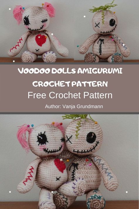 Crochet Voodoo, Doll Patterns Free, Crochet Monsters, Crochet Geek, Halloween Crochet Patterns, Crochet Animals Free Patterns, Voodoo Doll, Crochet Design Pattern, Crochet Amigurumi Free Patterns