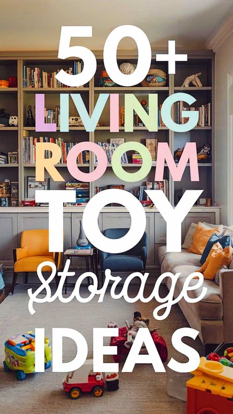 50+  Living Room Toy Storage Ideas That Keep Everyone Happy Tv Room Toy Storage, Bookshelf Toy Storage Living Room, Toy Organization Ideas Living Room, Family Game Storage Ideas, Small House Toy Organization, Toy Storage For Large Trucks, Car Toys Organization Ideas, Organized Play Area In Living Room, Toy Storage Living Room Small Spaces