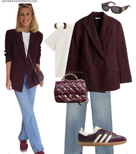 7 Must-Have Trends for Fall/Winter 2024 You Can’t Miss Burgundy Blazer Outfit Woman, Night Outfits Fall, Date Night Outfits Fall, Burgundy Blazer Outfit, Blazer Outfits Women, Fall Weekend Outfits, Warm Fall Outfits, Sweaters Fall, Burgundy Bag