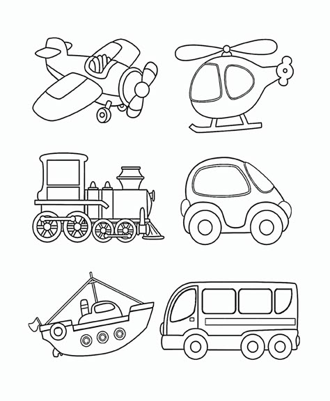 Transportation Vehicles Free Printable, Plane Coloring Pages, Transportation Coloring Pages, Transportation For Kids, Car Coloring Pages, Train Coloring Pages, Transportation Crafts, Transportation Preschool, Kindergarten Coloring Pages