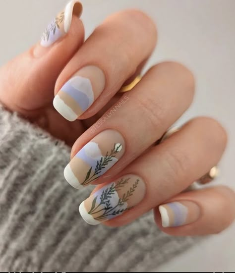 Boho Nails, Squoval Nails, Spring Acrylic Nails, Minimal Nails, Blue Nail, Nails 2023, Spring Nail Art, Spring Nail, Chic Nails