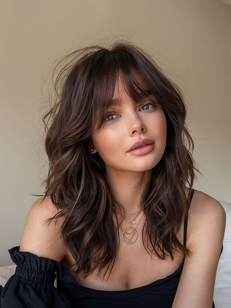 Women’s Long Length Haircut With Curtain Bangs, Thicker Curtain Bangs, French Hair With Bangs, Curtain Bangs For Medium Length Hair, Wavy Haircuts With Curtain Bangs, Mid Haircut With Bangs, Curtain Bangs Haircut Medium, Medium Haircut Bangs, Bangs On Medium Length Hair