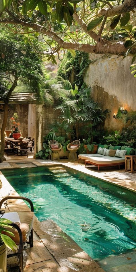 Relax in luxury. #Pool #Backyard #Tropical #IslandLife #LiveOutdoors #OutdoorFurnishing House Exterior Backyard, Exterior Backyard, Home Cleaning Schedule, Photography House, California Life, Zen House, Small Pool Design, Garden Decor Ideas, Dream House Interior