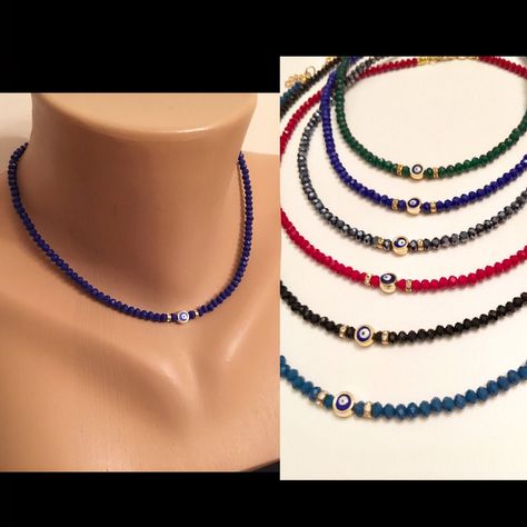 Jewelry Valentines Day, Crystal Beaded Necklace, Necklace Evil Eye, Gift Baskets For Women, Charm Choker Necklace, Diamond Initial Necklace, Gold Letter Necklace, Crystal Bead Necklace, Bridesmaid Necklace