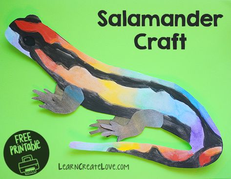 Salamander Printable Craft | LearnCreateLove Salamander Craft, Lizard Craft, African Bullfrog, Reptile Crafts, Free Printable Crafts, Stem Crafts, Sea Crafts, Animal Activities, Camping Crafts