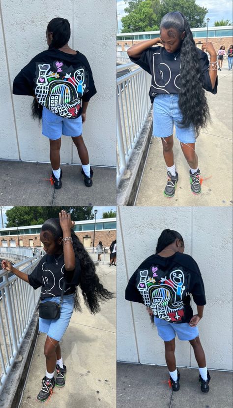 Summer Fly Girl Outfits, Space Jam 11s Outfit Women, Fly Fits Black Women, Cristian Zerotre Outfits Black Women, Jorts Outfit Idea Black Women, Fly Birthday Outfits, Fly Fits, Fly Outfit, Cute Birthday Outfits