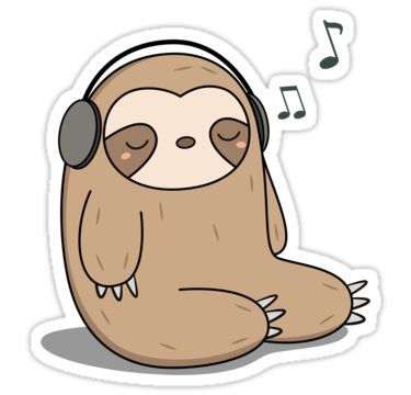 Kawaii Cute Sloth Listening To Music Sticker Sloth Drawing Cute, Cute Sloth Drawing Easy, How To Draw A Sloth, Easy Sloth Drawing, Sloth Drawings, Cute Sloth Drawing, Sloth Doodle, Journal Tools, Sloth Drawing