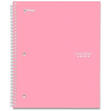 Pink Five Star Notebook, Pink 5 Star Notebook, 5 Star Notebook Aesthetic, Preppy Spiral Notebook, Notebook For School Aesthetic, Pink Spiral Notebook, 5 Star Notebook, Pink School Supplies Aesthetic, Pink Notebook Aesthetic