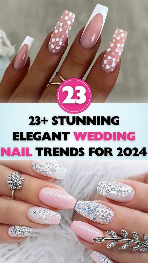 Keep your nails on-trend with these 23+ elegant wedding nail designs for 2024. From sparkling accents to delicate florals, find the inspiration you need to make your wedding day look truly yours. Almond Nails Wedding Classy, Mexico Wedding Nails, Wedding Nails For Bride 2024, Bridal Nails Wedding Acrylic, Wedding Nails 2024, Sparkle Wedding Nails, Wedding Nails For Bride Classy Bridal, Wedding Anniversary Nails, Wedding Day Nails For Bride