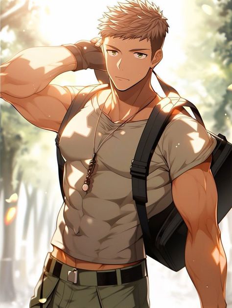 Anime Muscle Guy, Red Hair Anime Guy, Manga Man, Male Body Art, Evil Anime, Hottest Anime Characters, Anime Guys Shirtless, Male Art