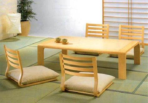 Japanese Dining Room, Japanese Dining Table, Furniture Sets Design, Dining Room Furniture Design, Floor Desk, Dining Table Height, Furnitur Ruang Keluarga, Japanese Dining, Japanese Table