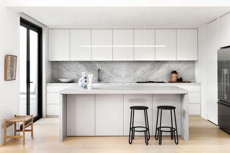 Kitchen | Caulfield Residence by Pipkorn & Kilpatrick | est living Mud Room Entry, Wardrobe Doors, Linear Pendant, Wine Room, Local Design, Interior Projects, Kitchen Room, White Kitchen, Layout Design