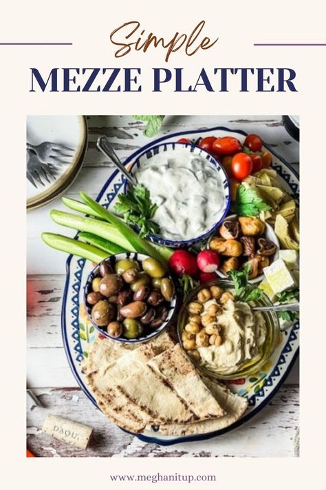 This Mezza Board is inspired by Daou Mountain Vineyards in Paso Robles. I wanted to recreate this board for an afternoon picnic with friends, and it did not disappoint! I started by making grilled lamb kofta and a fresh tabbouleh salad. Then I complimented both by adding tzatziki, hummus, olives, in season veggies, marinated artichokes, farm fresh feta, dried figs, and grilled pita to a platter for the ultimate snacking meal! Mezza Board, Marinated Artichokes, Lamb Kofta, Mezze Platter, Spring Appetizers, Afternoon Picnic, Picnic With Friends, Tabbouleh Salad, Night Recipes