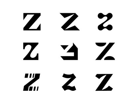 Letter Z Exploration (Name your fav) negative space logo minimal identity branding icon symbol black and white mark symbol custom type angle Z Letter Design, Letter Z Design, Z Typography, Z Logo Design, Z Letter Logo, Letter Z Logo, Branding Icon, Z Monogram, Letter X Logo