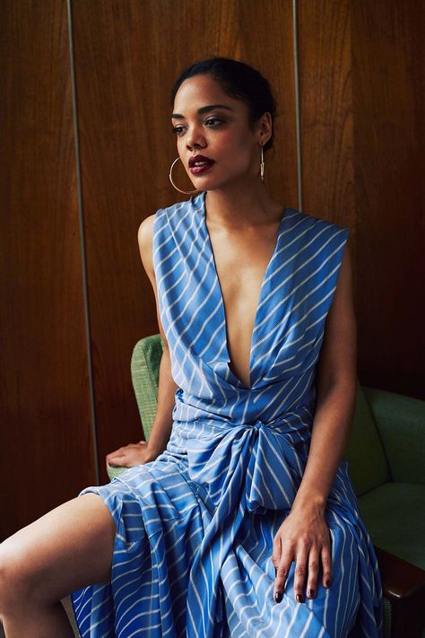 tessa thompson Cuban Women, Afro Cuban, Mary Elizabeth Winstead, Tessa Thompson, Jamie Dornan, 70s Fashion, Black Is Beautiful, Striped Dress, Cuba