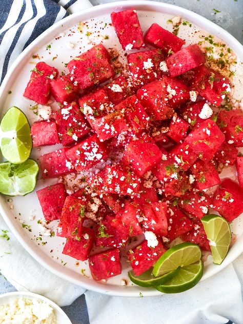 Mexican Watermelon, Lime Seasoning, Summertime Salads, Mexican Appetizers, Chili Lime Seasoning, Mexican Salads, Recipes Authentic, Cotija Cheese, Memorial Weekend