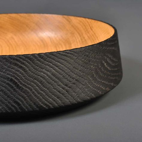 For Sale on 1stDibs - Fine traditionally hand-crafted and turned Oak half Yakisugi platter - bowl. These are handmade to the very best quality in London using traditional techniques. Wood Turned Bowls Ideas, Lathe Bowls Wood Turning, Wooden Plates And Bowls, Wood Turning Bowl Shapes, Wood Turned Bowl Shapes, Cnc Plans, Turning Wood, Woodturning Art, Wood Turned Bowls