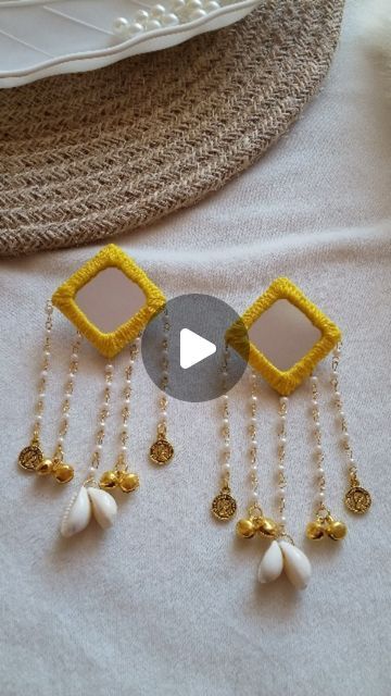 Jewellery Making Ideas, Mirror Earrings, Earrings Making, Instagram Diy, Diy Mirror, Mirror Work, Shell Earrings, Embellishments, At Home