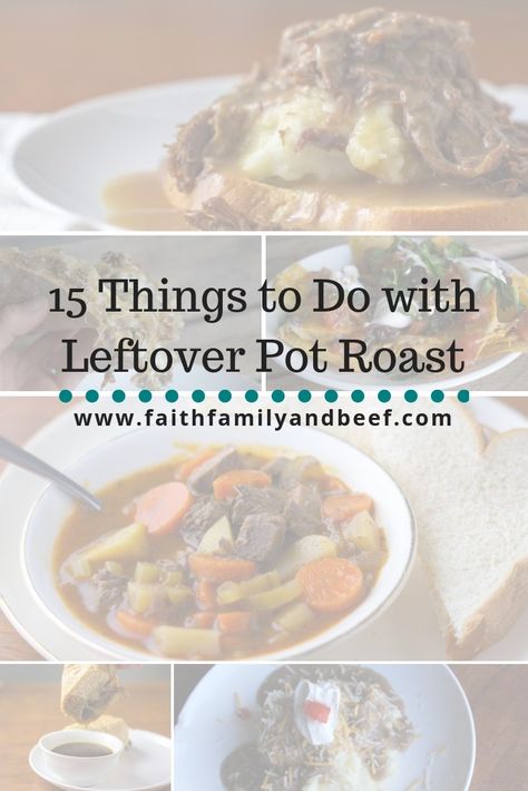 15 Things to Do with Leftover Pot Roast - delicious ways to use up pot roast and reduce food waste. Leftover Pot Roast, Leftover Roast Beef, Roast Beef Recipes, Beef And Potatoes, Pot Roast Recipes, Broth Recipes, Roasted Meat, Leftovers Recipes, Reduce Food Waste