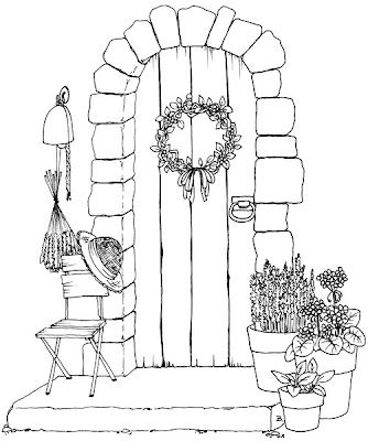 Beccy's Place: Front Door Pola Sulam, Urban Sketching, Coloring Book Pages, Doodle Drawings, Digital Stamps, A Drawing, Colouring Pages, Art Drawings Sketches, 그림 그리기