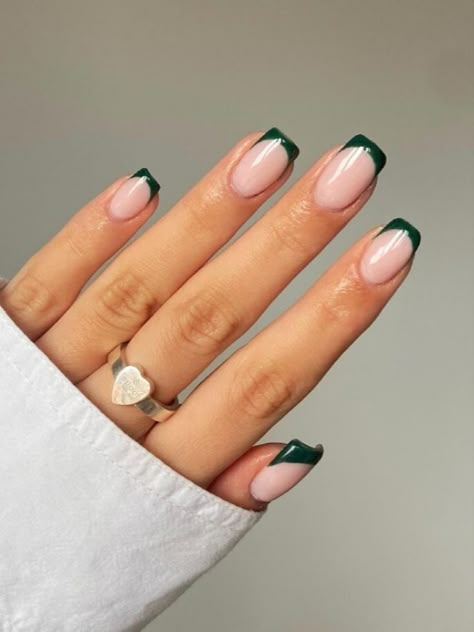 Acrylic Nails Square, Unghie Sfumate, Dark Green Nails, Ten Nails, Cute Nails For Fall, Nagel Tips, French Tip Acrylic Nails, Nails Green, Nails Easy