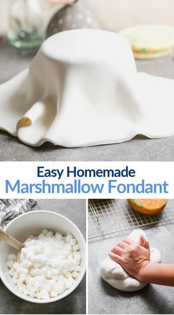 Homemade Fondant Recipe Marshmallows, Cake Recipes With Fondant, Fondant Recipe Small Batch, Diy Cake With Fondant, How To Make Homemade Fondant, Edible Fondant Recipe, Marshmallow Fondant Easy, Melting Frosting For Cake, Things To Make With Fondant